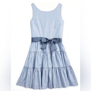 NWT Polo Ralph Lauren Big Girls Striped Cotton Dobby Dress Size 16